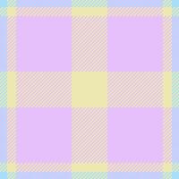 Pastel plaid pattern. Soft and gentle aesthetic with check texture in purple, yellow and blue. Textile background. Great for spring or Easter designs, or cute apparel. vector