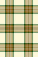 Elegant cream, brown, and green plaid pattern. Perfect for textile design, autumnal themes, or rustic backgrounds. This seamless texture evokes feelings of warmth and tradition. vector