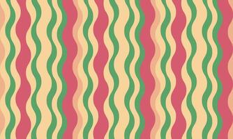 Vibrant wavy stripes in peach, green, and rose create a retroinspired seamless pattern. vector