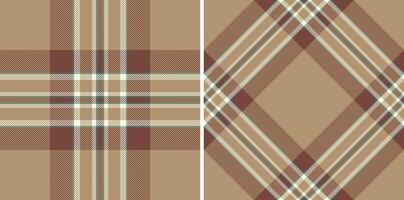 Two seamless neutral plaid patterns. Earthy tones create a rustic, autumnal feel, perfect for textile designs, fallthemed projects, or adding texture to website backgrounds. vector