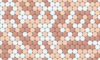Abstract seamless pattern of pastel pink and white circles arranged in a diagonal geometric design. vector