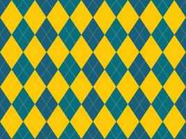 Vibrant yellow and teal argyle pattern. Perfect for backgrounds, textiles, or branding. Geometric design with a retro feel evokes energy, sophistication, and classic style. vector