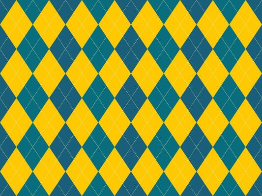 Vibrant yellow and teal argyle pattern. Perfect for backgrounds, textiles, or branding. Geometric design with a retro feel evokes energy, sophistication, and classic style.