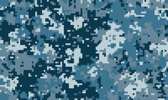 Abstract digital camouflage pattern in cool blue tones. Perfect for backgrounds, textiles, or militarythemed designs. Seamless repeat texture offers versatility for various creative projects. vector
