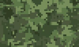 Abstract digital camouflage pattern. Perfect for backgrounds, textures, or militarythemed designs. Shades of green create a pixelated, modern aesthetic. vector