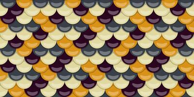 Abstract seamless pattern of overlapping scales in autumnal hues. Perfect for fallthemed designs, textiles, or website backgrounds. Evokes a sense of mystery and sophistication. vector