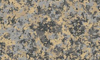 Abstract digital camouflage pattern in muted beige, gray, and dark brown tones. Perfect for backgrounds, textiles, or militarythemed designs. vector
