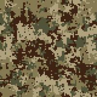 Abstract digital camouflage pattern. Earthy tones blend seamlessly, creating a versatile background ideal for military, fashion, or gaming designs. vector