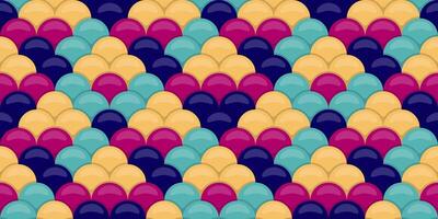 Vibrant, seamless pattern of overlapping, glossy scales in teal, magenta, and gold. Perfect for textile design, website backgrounds, or playful branding. Evokes a sense of movement and luxury. vector
