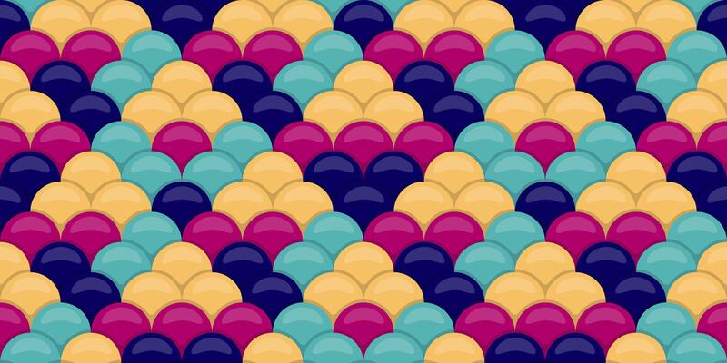 Vibrant, seamless pattern of overlapping, glossy scales in teal, magenta, and gold. Perfect for textile design, website backgrounds, or playful branding. Evokes a sense of movement and luxury.