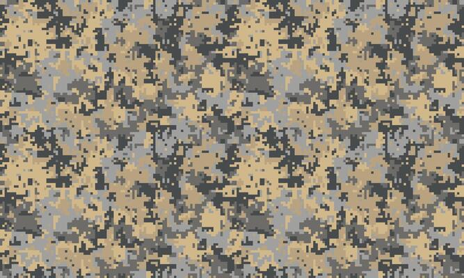 Abstract digital camouflage pattern in muted earth tones. Perfect for backgrounds, textures, or militaryoutdoor themed designs. Seamless repeat tileable texture for versatile applications.
