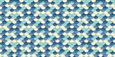 Seamless pattern of overlapping scales in calming blue and cream tones. Perfect for backgrounds, textures, website design, or textile prints. Evokes tranquility, nature, and elegance. vector