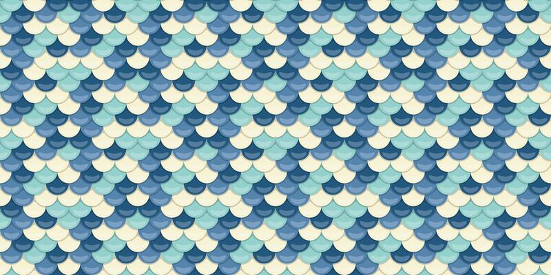 Seamless pattern of overlapping scales in calming blue and cream tones. Perfect for backgrounds, textures, website design, or textile prints. Evokes tranquility, nature, and elegance.