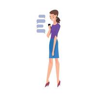 Girl hatting Via Internet Using Smartphone, Young Woman Using Digital Gadget Illustration vector