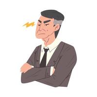 Stressed Businessman with Folded Hands, Man Working Hard Solving Business Problems Illustration vector