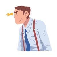 Stressed Businessman Character, Man Working Hard Solving Business Problems Illustration vector