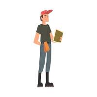 Man Forest Ranger Working in the Forest, National Park Service Employee Character at Work Cartoon Style Illustration vector
