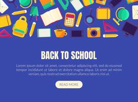 Back to School Landing Page Template with Educational Supplies Collection, Homepage with Different School Objects and Space for Text Illustration vector