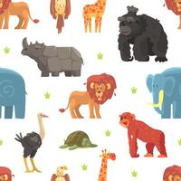 Cute Wild Jungle Animals Seamless Pattern, Design Element Can Be Used for Fabric, Wallpaper, Packaging, Web Page, Background Illustration vector