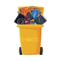 Waste Sorting, Trash Can with Sorted E-Waste Garbage, Segregation and Separation Rubbish Disposal Refuse Bin Illustration vector