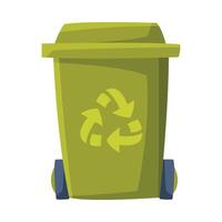Green Recycle Bin for Trash and Garbage Illustration on White Background vector
