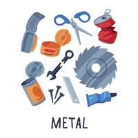 Metal Waste Sorting, Segregation and Separation of Garbage Illustration on White Background vector