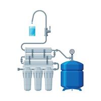Water Filter System, Special Modern Technologies for Water Purification Illustration on White Background vector