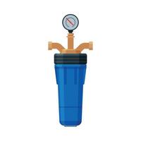Water Filter with Water Meter, Special Modern Technologies for Water Purification Illustration on White Background vector