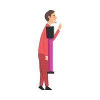 Television Game Show, Presenter Asking Questions to Players on Quiz Intellectual Game Cartoon Style Illustration vector