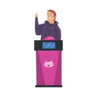 Man Guessing Quiz Question, Participant Answering Question on Television Intellectual Game Cartoon Style Illustration vector