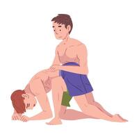 Man Doing First Aid to Drowned Man Illustration on White Background. vector