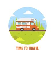 Travel Van Packed and Ready to Set Off on Journey Illustration vector