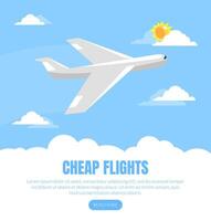 Cheap Flight Landing Page Template, Online Tickets Service Website Interface Illustration vector