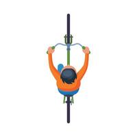 Man Riding Bike, View from Above, Cyclist on Bicycle Flat Illustration vector