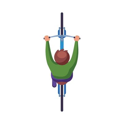 Man Riding Bike, View from Above, Cyclist Character on Bicycle, Eco Healthy Lifestyle Flat Illustration