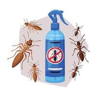 Sprayer Bottle of Ant and Termite Insecticide, Pest Control Service, Detecting and Exterminating Insects Illustration vector
