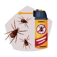 Sprayer Bottle of Mite or Tick Insecticide, Pest Control Service, Detecting and Exterminating Insects Illustration vector