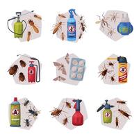Harmful Insects Insecticides Set, Pest Control Service, Detecting and Exterminating Insects Illustration vector