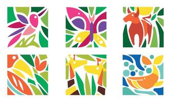 Colorful Animal Prints Abstract Seamless Pattern Set, Modern Trendy Exotic Textures Illustration vector