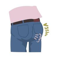 Man Farting Bad Smell with Soound Out From His Bottom Cartoon Illustration vector