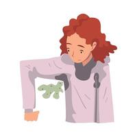 Sweating Girl Feeling Bad Smell Coming From Her Own Armpits Illustration vector
