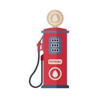 Red Gas Station Pump, Gasoline and Petroleum Industry Equipment Flat Style Illustration on White Background vector