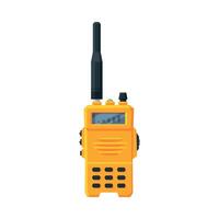 Yellow Radio Transmitter, Modern Handheld Portable Radio Device with Screen and Antenna Flat Illustration vector