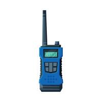 Modern Radio Transmitter, Handheld Portable Blue Device with Screen and Antenna Flat Illustration vector