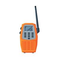 Modern Handheld Radio Transmitter, Orange Portable Radio Device with Screen and Antenna Flat Illustration vector