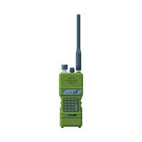 Modern Green Radio Transmitter, Handheld Portable Radio Device with Screen and Antenna Flat Illustration vector