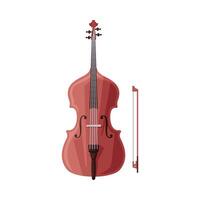 Cello and Bow Classical String Musical Instrument Flat Style Illustration on White Background vector