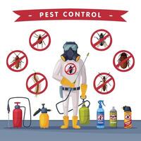 Pest Control Service Banner Template, Detecting, Exterminating and Protecting Illustration vector