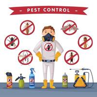 Professional Home Pest Service Banner Template, Detecting, Exterminating and Protecting Illustration vector