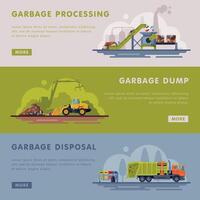 Garbage Processing, Dump, Disposal Landing Page Templates Set, Waste Processing Factory, Industrial Garbage Recycling Illustration vector